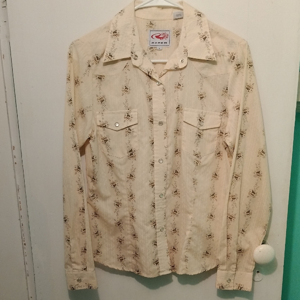 Roper Beige Floral Print Shirt